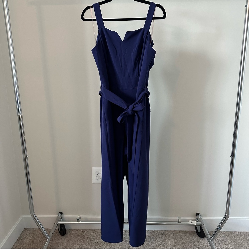 Lane Bryant Navy Blue Sleeveless Jumpsuit with Waist Tie